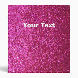 Faux Hot Pink Glitter 3 Ring Binder