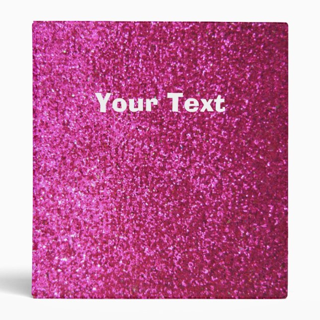 Faux Hot Pink Glitter 3 Ring Binder (Front)