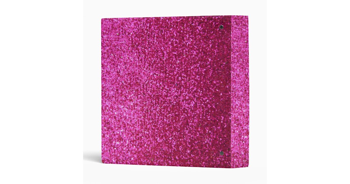 Faux Hot Pink Glitter 3 Ring Binder | Zazzle