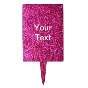 Faux Hot Pink Glitter Cake Topper