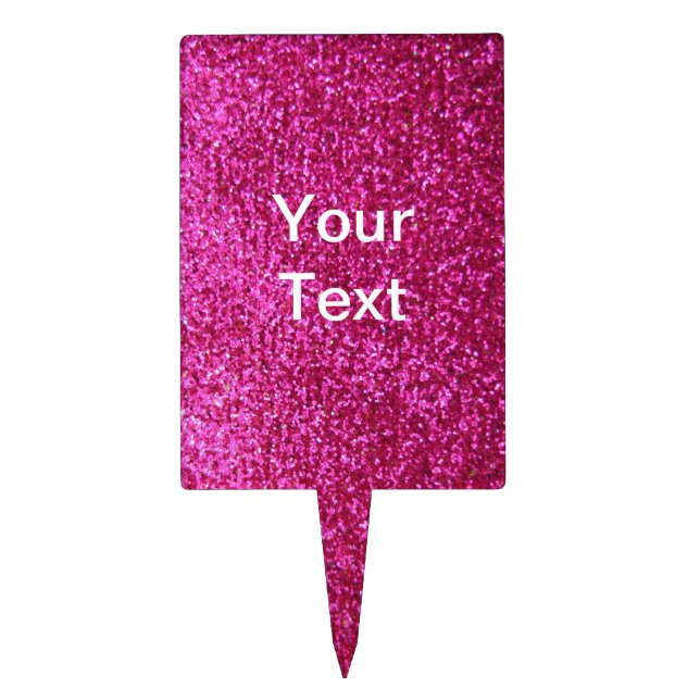 Faux Hot Pink Glitter Cake Topper (Front)