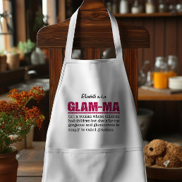 Faux Hot Pink Glitter Glam-Ma Adult Apron