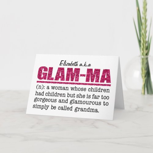 Faux Hot Pink Glitter Glam_Ma Card