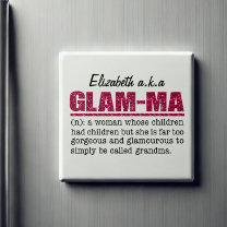 Faux Hot Pink Glitter Glam-Ma Magnet