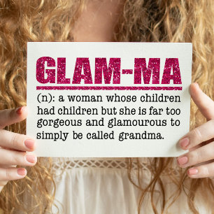 Faux Hot Pink Glitter Glam-Ma Postcard