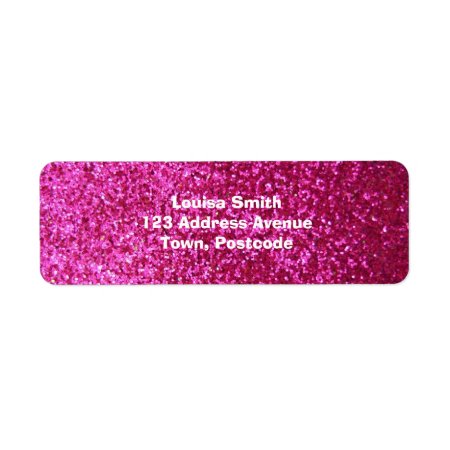 Faux Hot Pink Glitter Label