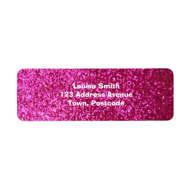 Faux Hot Pink Glitter Label (Front)