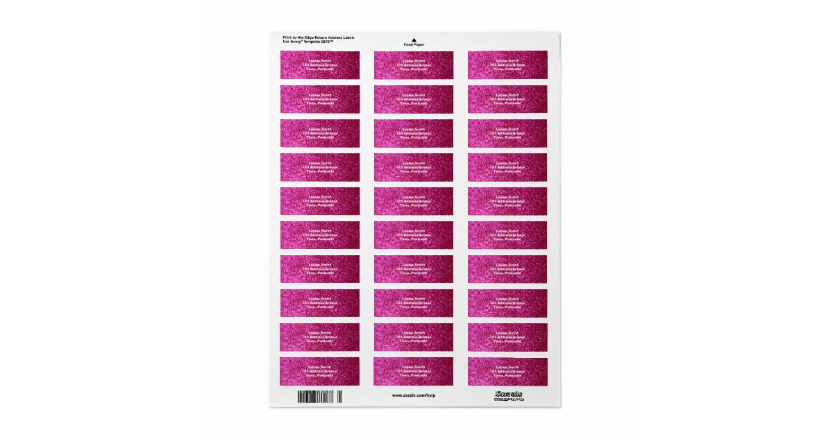 Faux Hot Pink Glitter Label | Zazzle