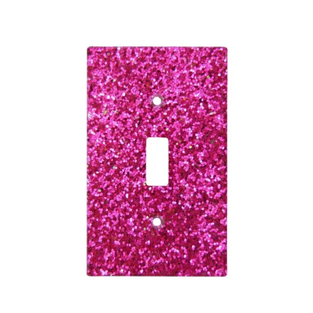 Faux Hot Pink Glitter Light Switch Cover (Front)