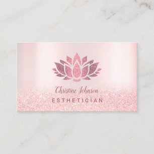 faux hot pink glitter lotus business card