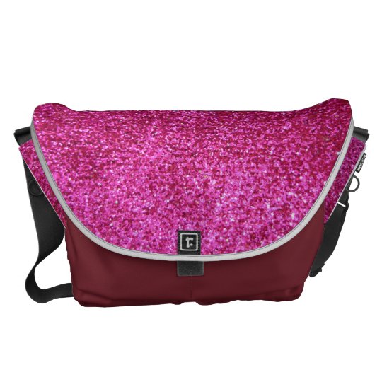 Faux Hot Pink Glitter Messenger Bag