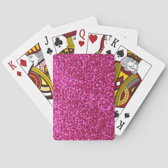 Faux Hot Pink Glitter Poker Cards (Back)