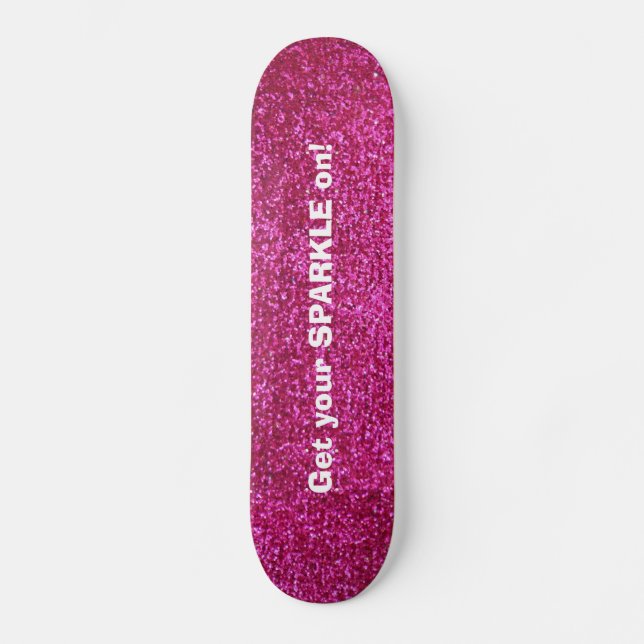 Faux Hot Pink Glitter Skateboard (Front)