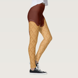Faux Ice Cream Cone Dripping Chocolate Leggings