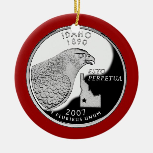 Faux Idaho State Quarter Ceramic Ornament (Front)