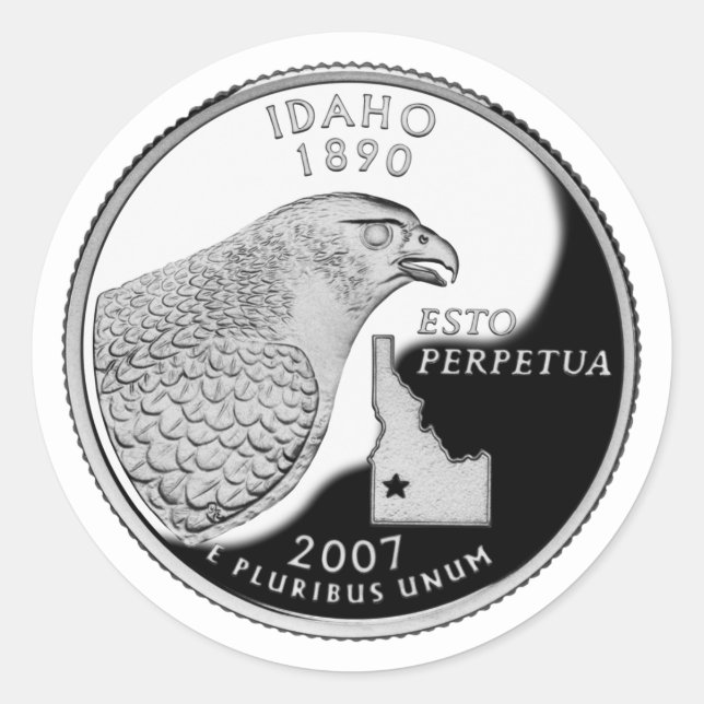 Faux Idaho State Quarter Classic Round Sticker (Front)