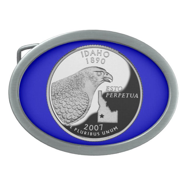 Faux Idaho State Quarter Oval Belt Buckle (Front)