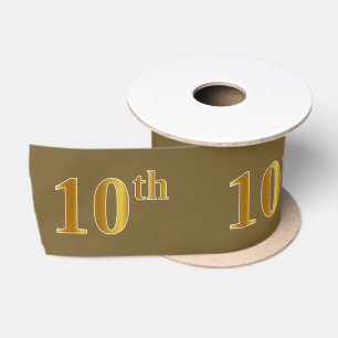 Faux/Imitation Gold "10th" Event Number (Brown) Satin Ribbon