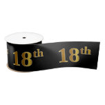 [ Thumbnail: Faux/Imitation Gold "18th" Event Number (Black) Ribbon ]