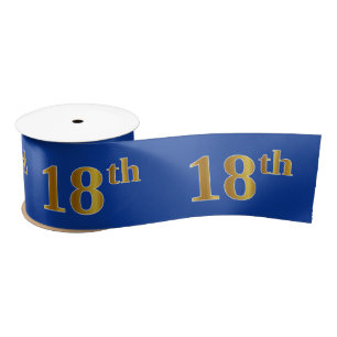Faux/Imitation Gold "18th" Event Number (Blue) Satin Ribbon