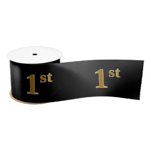 Faux/Imitation Gold "1st" Event Number (Black) Satin Ribbon
