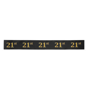 Faux/Imitation Gold "21st" Event Number (Black) Satin Ribbon