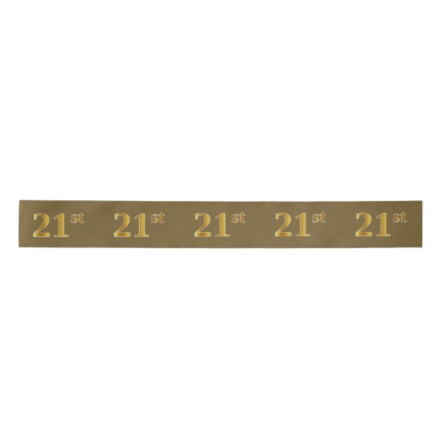 Faux/Imitation Gold "21st" Event Number (Brown) Satin Ribbon (Front)