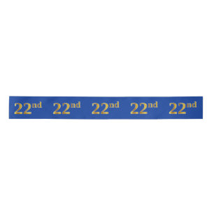 Faux/Imitation Gold "22nd" Event Number (Blue) Satin Ribbon