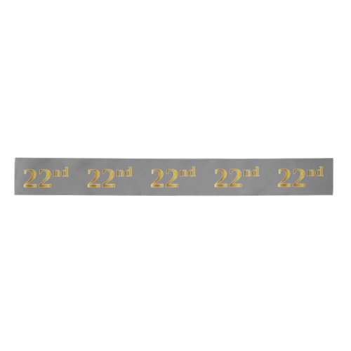 FauxImitation Gold 22nd Event Number Gray Satin Ribbon