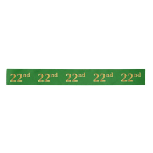 FauxImitation Gold 22nd Event Number Green Satin Ribbon