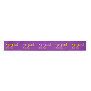 Faux/Imitation Gold "22nd" Event Number (Purple) Satin Ribbon