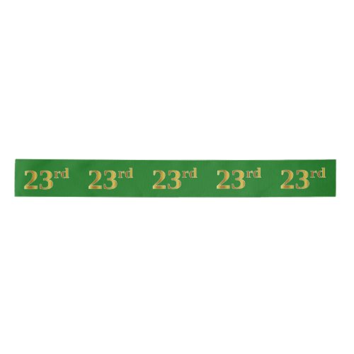 FauxImitation Gold 23rd Event Number Green Satin Ribbon