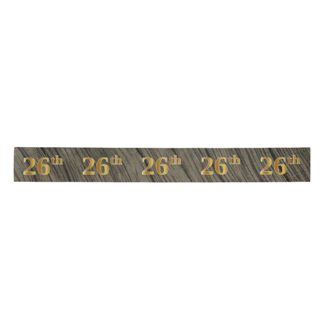 Faux/Imitation Gold "26th" Event Number (Rustic) Satin Ribbon (Front)