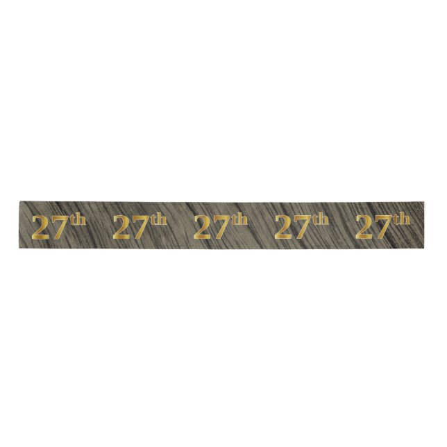 Faux/Imitation Gold "27th" Event Number (Rustic) Satin Ribbon (Front)