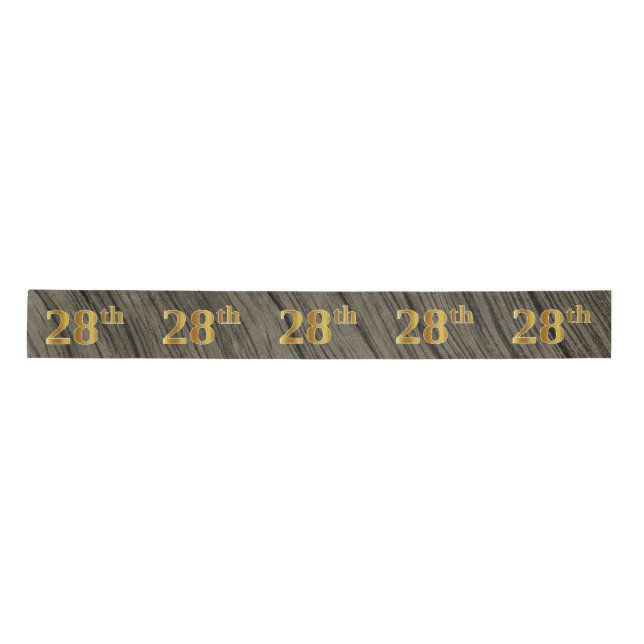 Faux/Imitation Gold "28th" Event Number (Rustic) Satin Ribbon (Front)