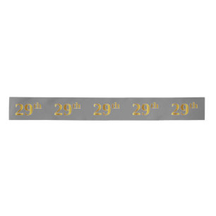 Faux/Imitation Gold "29th" Event Number (Gray) Satin Ribbon