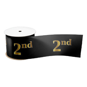 Faux/Imitation Gold "2nd" Event Number (Black) Satin Ribbon