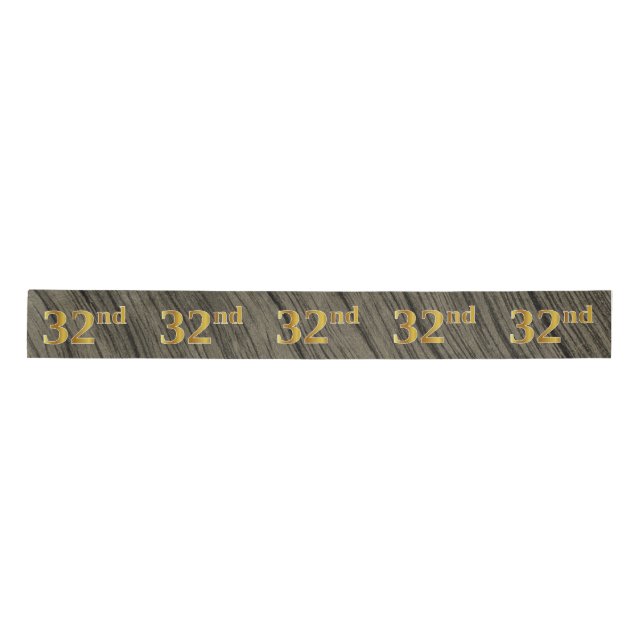 Faux/Imitation Gold "32nd" Event Number (Rustic) Satin Ribbon (Front)