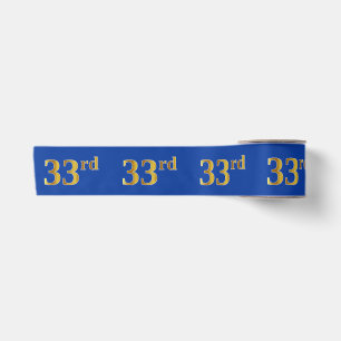 Faux/Imitation Gold "33rd" Event Number (Blue) Satin Ribbon