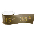 [ Thumbnail: Faux/Imitation Gold "35th" Event Number (Brown) Ribbon ]