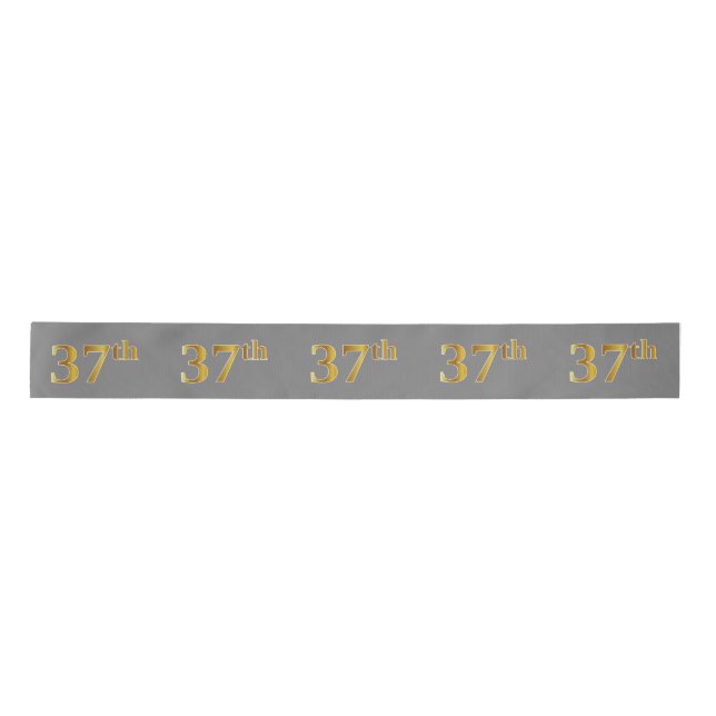 Faux/Imitation Gold "37th" Event Number (Gray) Satin Ribbon (Front)