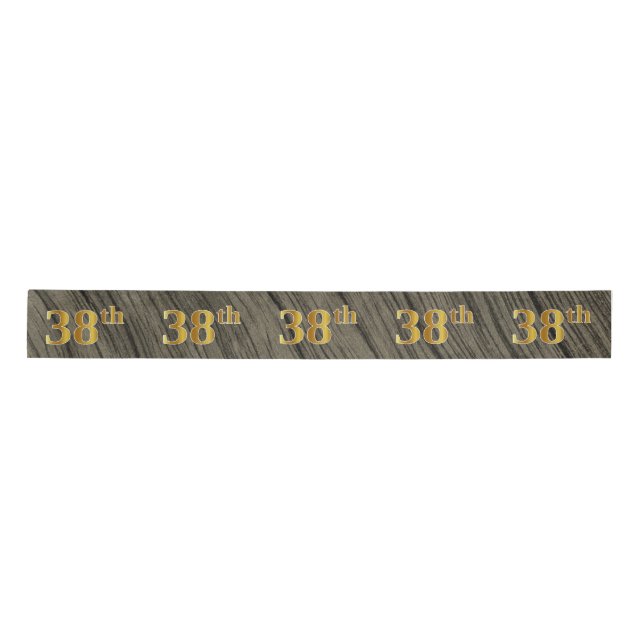 Faux/Imitation Gold "38th" Event Number (Rustic) Satin Ribbon (Front)