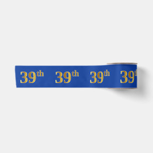 Faux/Imitation Gold "39th" Event Number (Blue) Satin Ribbon
