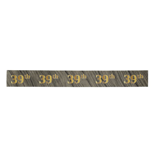 Faux/Imitation Gold "39th" Event Number (Rustic) Satin Ribbon (Front)