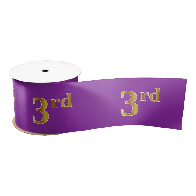 Faux/Imitation Gold "3rd" Event Number (Purple) Satin Ribbon (Spool)