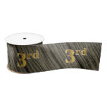 [ Thumbnail: Faux/Imitation Gold "3rd" Event Number (Rustic) Ribbon ]