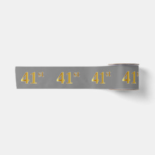 Faux/Imitation Gold "41st" Event Number (Gray) Satin Ribbon