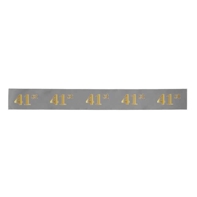 Faux/Imitation Gold "41st" Event Number (Gray) Satin Ribbon (Front)
