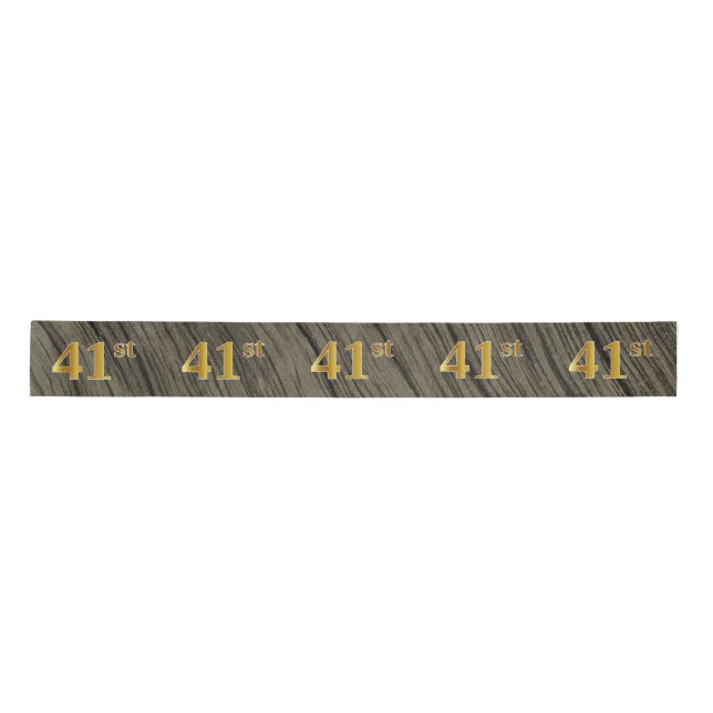 Faux/Imitation Gold "41st" Event Number (Rustic) Satin Ribbon (Front)