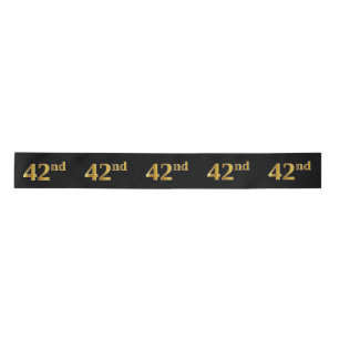 Faux/Imitation Gold "42nd" Event Number (Black) Satin Ribbon